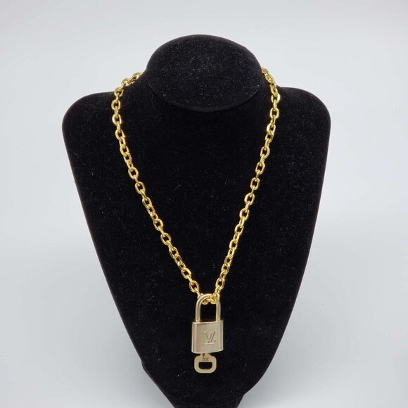 Authentic Louis Vuitton Lock & Key with Unbranded Gold Plated Chain Necklace